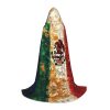 Mexican American Flag Print Hooded Cloak For Halloween,Wizard,Vampire And Grim Reaper Costume