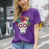 Dia De Los Muertos Shirt for Women Sugar Skull Tshirts Day of Dead T-Shirts Skull Graphic Tops