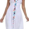 2024 Women's Embroidered Dress Casual Bohemian V-Neck Dress Short Sleeve Floral Wedding Party Dress
