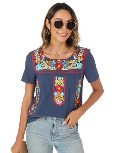 Mexican Shirts for Women Traditional Embroidered Tops Cinco De Mayo Fiesta Style Outfit