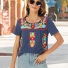 Mexican Shirts for Women Traditional Embroidered Tops Cinco De Mayo Fiesta Style Outfit