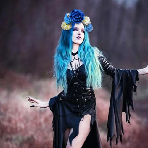 Halloween Headband Mexican Flower Crown Skull Hair Accessories Women Day of The Dead Rose Floral Headpiece Party Supplies
