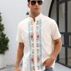 Mexican Shirts for Men Authentic Guayabera Embroidered Dress Up Fiesta Traditional Style Cinco De Mayo Button Up Shirt