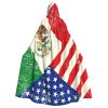 Unisex robes capes Adult Mexican American Flag Print Hooded Cloak for Cosplay Halloween Carnival Costumes