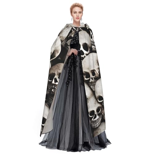 Mexican Skull print Halloween Hooded Robe Cloak for Adult Men Women Wizard Vampire Knight Fancy Cape Costume