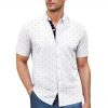 Men Classic Slim Fit Woven Short Sleeve Wrinkle Resistant Print Shirt