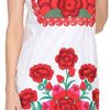 Women Mexican Embroidered Dress Ruffle Collar Sleeveless