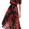 Womens Short Sleeve Floral Maxi Dress High Low V-Neck Flowy Party Long Dresses