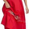 Women's Mexican Dress Floral Embroidered Casual Lace Ruffle Maxi Dress