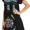 Women Embroidered Lace Short Sleeve Dress Peasant Maxi Boho Dress
