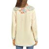 Women's Embroidered Tops Mexican Shirt V Neck Summer Casual Tops Peasant Tunic Loose Blouse