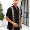 Mexican Shirts for Men Guayabera Shirt Traditional Embroidered Dress Up Fiesta Independence Day of The Dead Cinco De Mayo