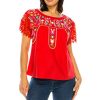 Women Traditional Puebla Mexican Embroidered Blouse