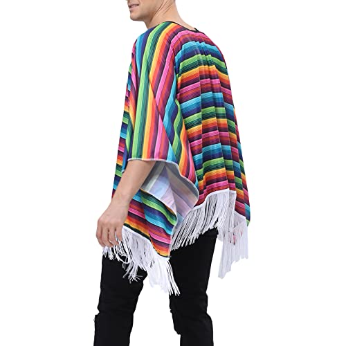 Cinco de Mayo Fiesta Serape Poncho Costume Mexican Fiesta Event Adult Costume Accessory Traditional Ponchos Cape