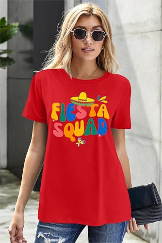 Cinco De Mayo Shirt Women: Let's Fiesta Shirt Mexican Party T-Shirt Graphic Tee Funny Letter Print Tops