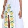 Women Mexican Embroidered Dress V Neck Sexy Maxi Short Sleeve Casual Beach Split Dress