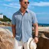 Mens Cuban Guayabera Short Sleeve Shirt Casual Summer Beach Tops Button Down Untucked Shirts
