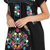Women Embroidered Lace Short Sleeve Dress Peasant Maxi Boho Dress