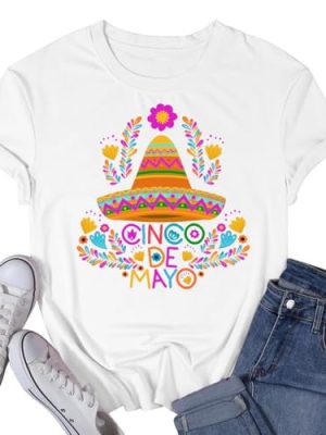 Womens Cinco De Mayo Shirt Mexican Fiesta Party Tshirt Sombrero Tee Top