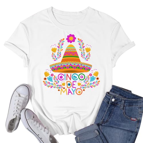 Womens Cinco De Mayo Shirt Mexican Fiesta Party Tshirt Sombrero Tee Top