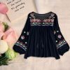 Women's Mexican Embroidered Tops Pullover Bohemian for Street Work Daily Wear/1149