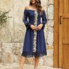Mexican Dress for Women Embroidered Traditional Fiesta Dresses Style Long Sleeve Floral Diverse Embroidered Patterns