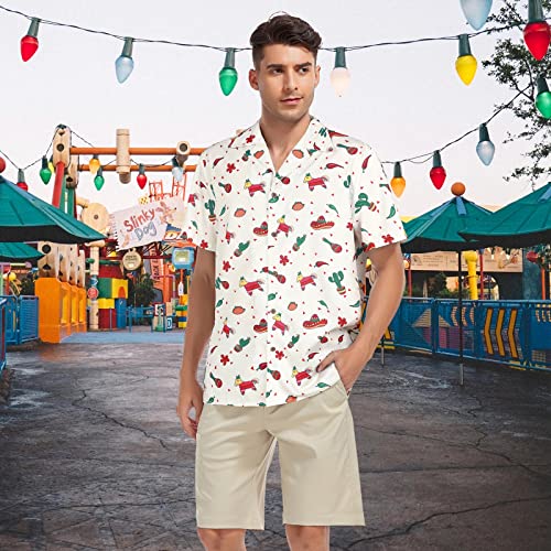 80s 90s Hawaiian Shirts for Men - Funny Retro Short Sleeve Button Down Outfit Top for Themed Party Disco Summer Beach