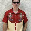 Men’s Hawaiian Shirt Short Sleeve Western Style Symmetrical Pattern Button Up Casual Holiday Beach Summer Shirt