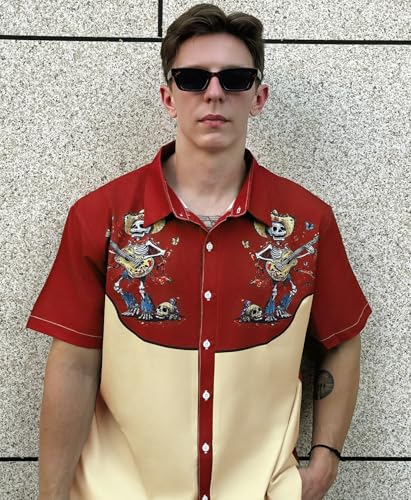 Men’s Hawaiian Shirt Short Sleeve Western Style Symmetrical Pattern Button Up Casual Holiday Beach Summer Shirt