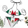 Haiti Flag Bikini Swimsuit Two Piece Summer Swimwear Halter Padded Top Tie Bottom Triangle Bikini Bathing Suit