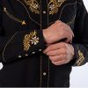 Men's Western Shirt Long Sleeve Embroidered Cowboy Casual Snap Button Shirt