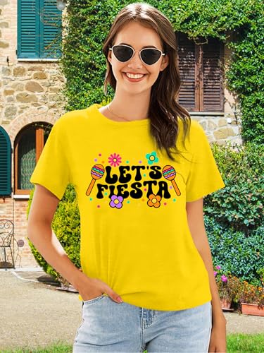 Cinco De Mayo Shirts Women Lets Fiesta T-Shirt Graphic Mexican Party Tee May 5th Casual Tops