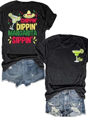 Let's Fiesta T Shirt Cinco De Mayo Shirts Women Chip Dippin Margarita Sippin T-Shirts Mexican Tees Mexico Vacation Top