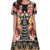 Summer Dresses for Women Casual Tshirt Short Sleeve Floral Sundress Beach Cover Ups with Pockets