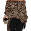 Women's Off Shoulder High Low Tunic Tops Allover Print Long Puff Sleeve Blouse