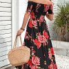 Women Short Sleeve Off Shoulder Floral High Low Flowy Summer Party Long Maxi Dress