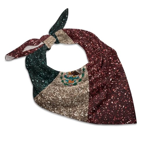 Mexican Flag Silk Like Scarf for Women Pattern Bandanas Square Headscarf Headdress Party Favor