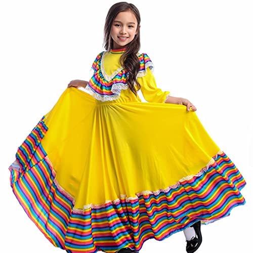 Mexican Traditional Dress Girls National Style Princess Dress Halloween Carnival Birthday Party Dress