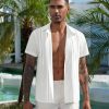 Mens Button Down Short Sleeve Shirts Summer Casual Cuban Guayabera Shirt Beach Wedding Vacation Tops