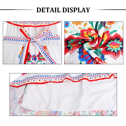 Mexican Dress for Women Off Shoulder Floral Print Maxi Dress Summer Party Casual Sundress Dresses