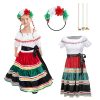 Traditional Mexican Dress for Girls Folklorico Dance Dress Cinco De Mayo Girls Party Costume Mexican Fiesta Dress Kit