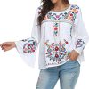 Women's Summer Boho Embroidery Mexican Bohemian Tops Shirt Tunic