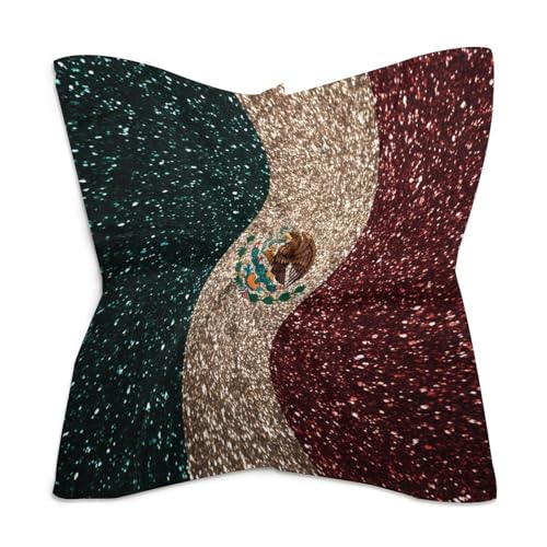 Mexican Flag Silk Like Scarf for Women Pattern Bandanas Square Headscarf Headdress Party Favor