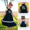 Girls Mexican Floral Embroidered Dress Halter Neck Sleeveless Ruffle Party Long Maxi Dresses