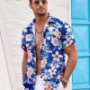 Mens Hawaiian Shirt Short Sleeve Button Down Shirts Tropical Summer Beach Shirts Casual Floral Aloha Shirts