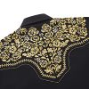 Western Embroidered Cowboy Shirts for Men, Casual Button Down Long Sleeve Shirt with Floral Design