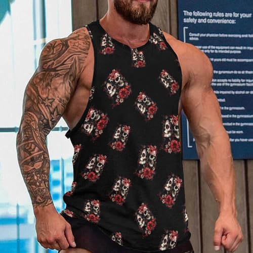 Mexican Day of The Dead Women Goth Men's Gym Tank Tops Workout Muscle Tee Training Bodybuilding Fitness Sleeveless T Shirts