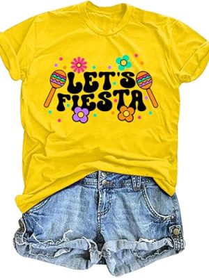 Cinco De Mayo Shirts Women Lets Fiesta T-Shirt Graphic Mexican Party Tee May 5th Casual Tops