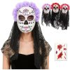 Mexican Day of the Dead Mask for Women Dia de los Muertos Headpiece Full Skeleton Skull Flower Mask, Festival Cosplay