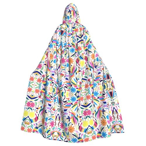 Mexican Otomi Animals Print Variety Hooded Cloak For Halloween Carnival Cosplay And Themed Parties Cloak